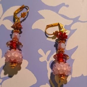 Pink tones lampwork earrings